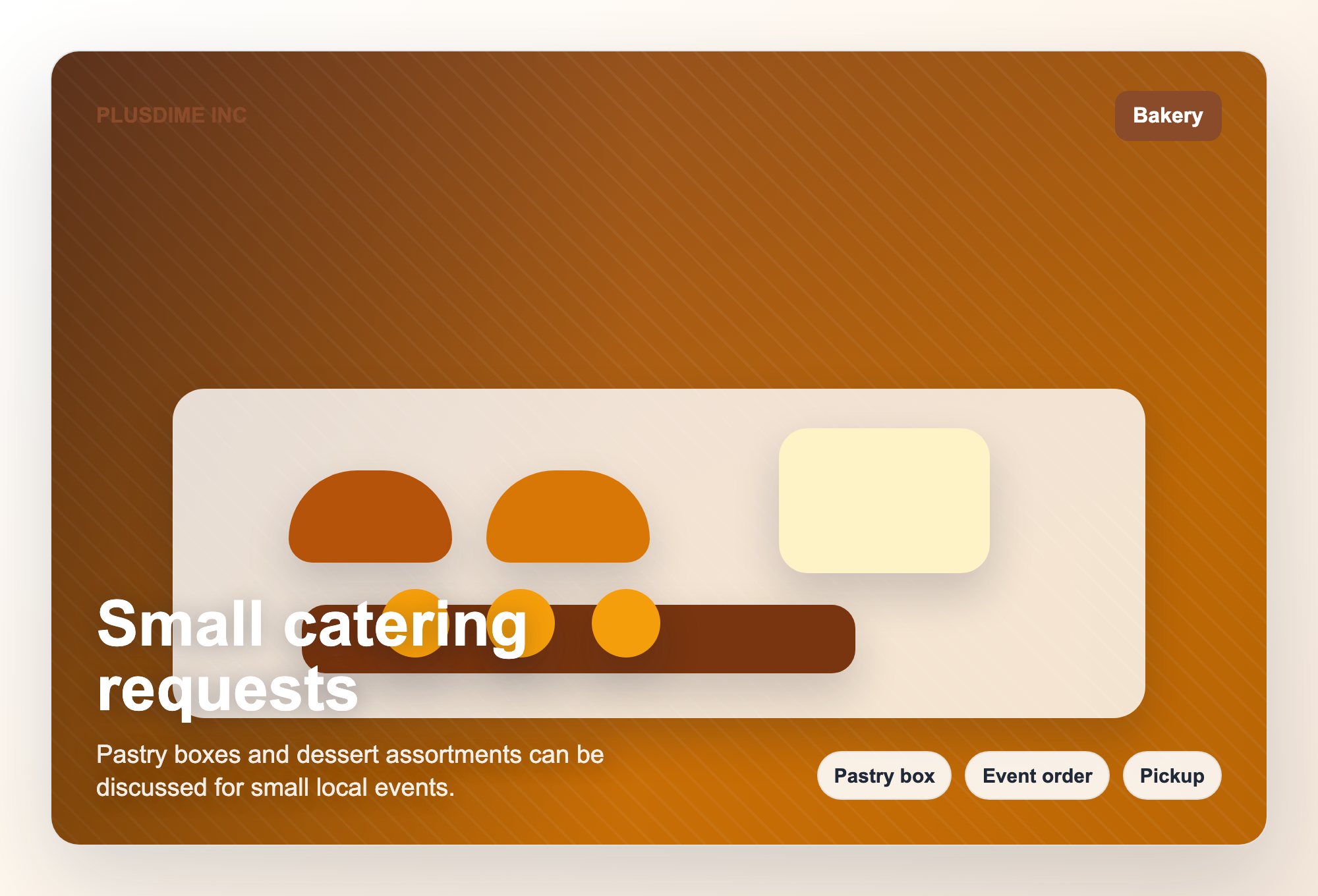 Small catering requests visual for PLUSDIME INC